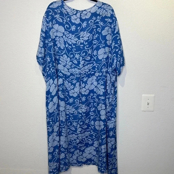 MIB Plus size blue button down dress with back drawstring size 5X never worn - Picture 2 of 7
